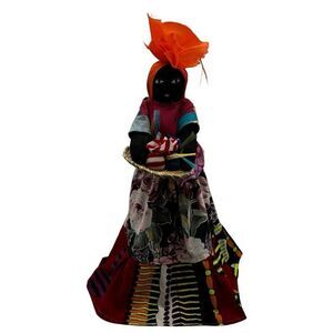 Handmade In African Folk Art 18" Doll With‎ Stand